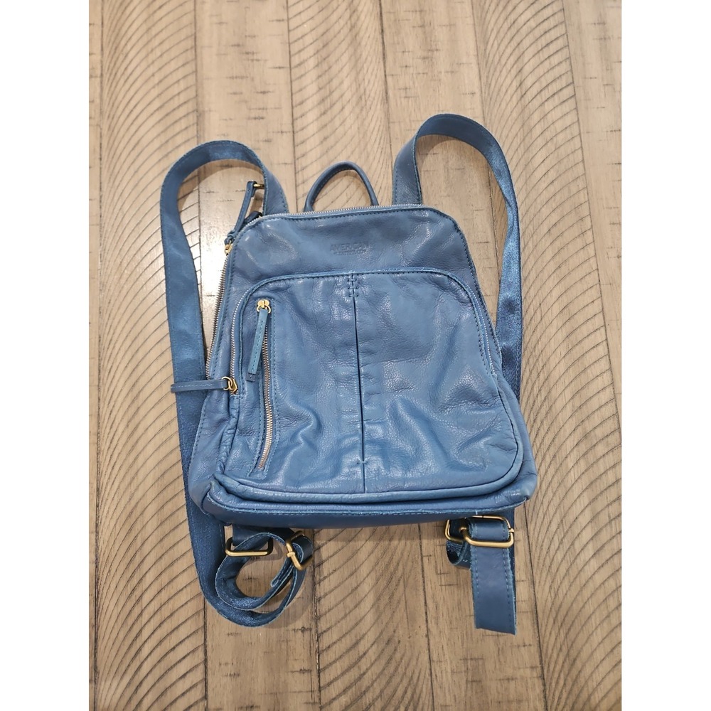 American Leather Co Cleveland Backpack Blue Soft Minimalist Chic Classic Luxe